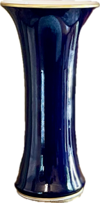 Antique Meissen Cobalt Blue Vase with Hand-Painted Florals and Gilt Detail