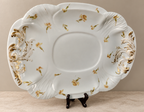 Antique G.D. & Cie Limoges France Porcelain Serving Platter with Gilt Rococo Scrollwork