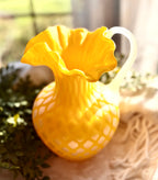 Antique Victorian Yellow Satin Glass Pitcher – Attributed to Stevens & Williams