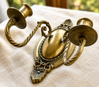 Pair of Antique Brass Wall Sconces | Ornate Victorian Double Arm Candle Holders