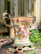 Vintage French Ceramic Vase with Brass Fittings by Dominic