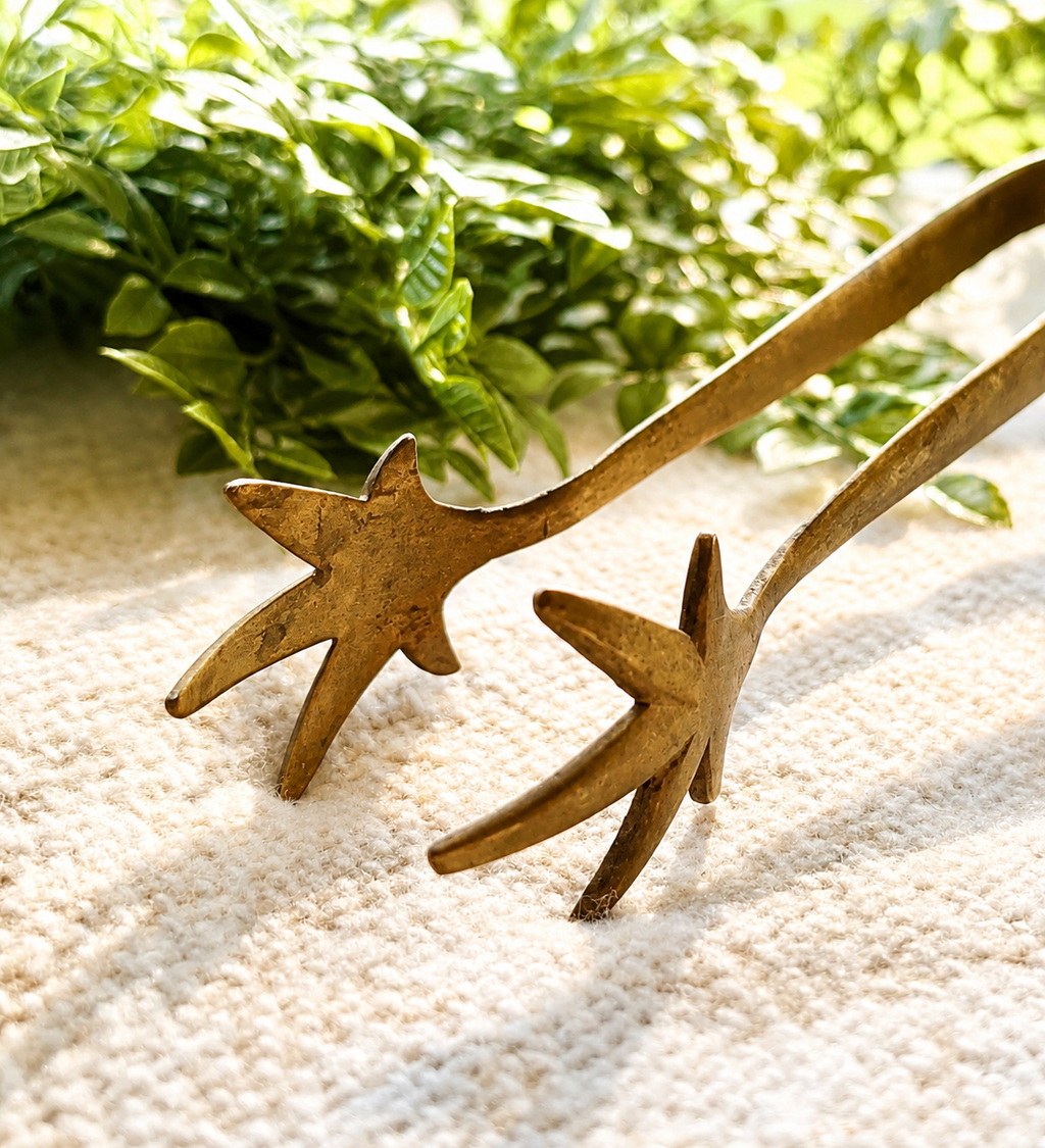 Vintage Brass Ice Tongs | Mid Century Barware Serving Tongs Made in India