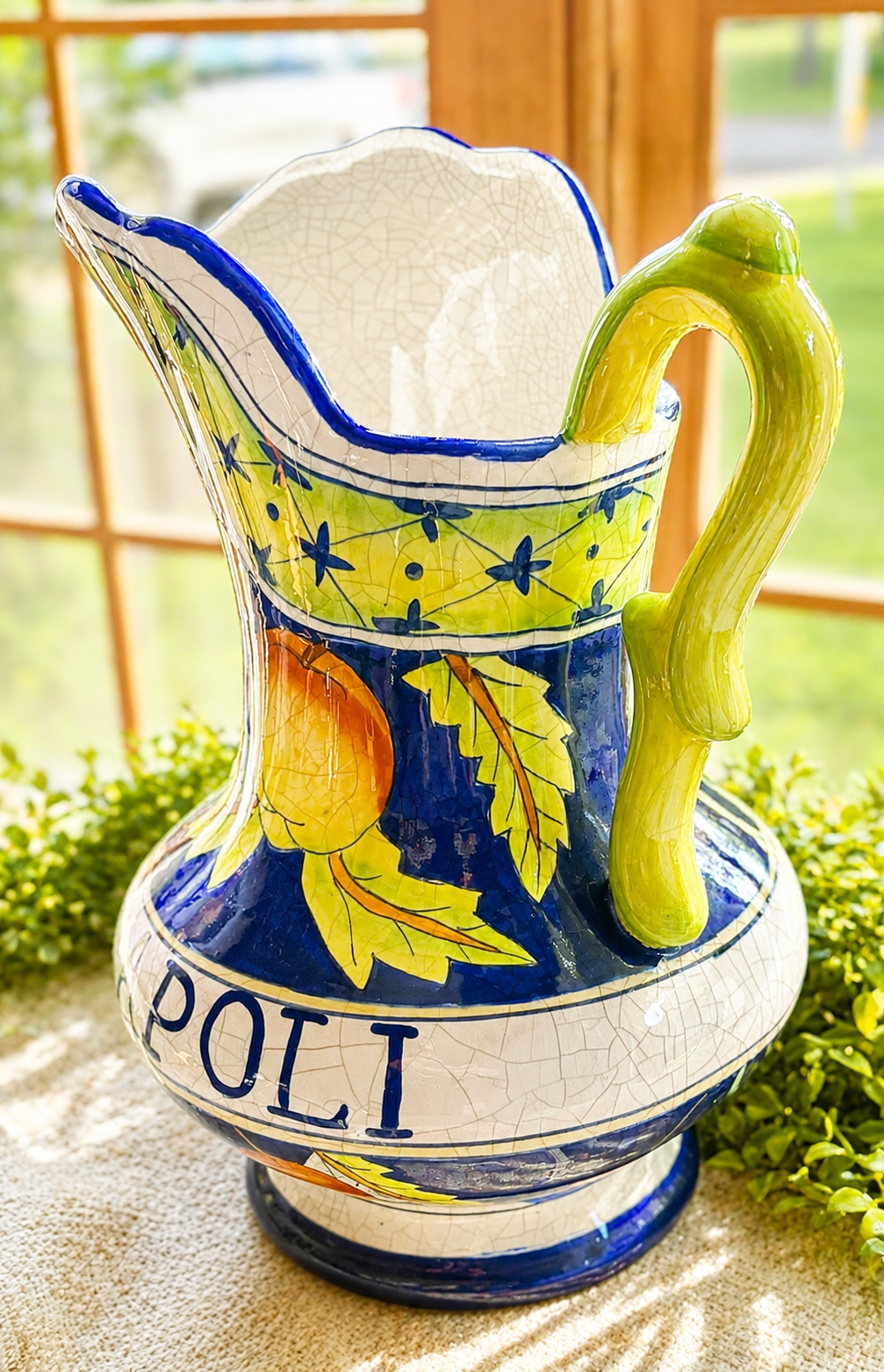 Vintage Fitz and Floyd “Napoli” Hand-Painted Ceramic Pitcher | Italian Fruit Motif