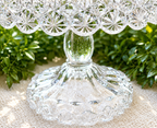 Antique Dalzell, Gilmore & Leighton Etched Glass Compote Bowl | Pedestal Fruit Stand with Floral Motif