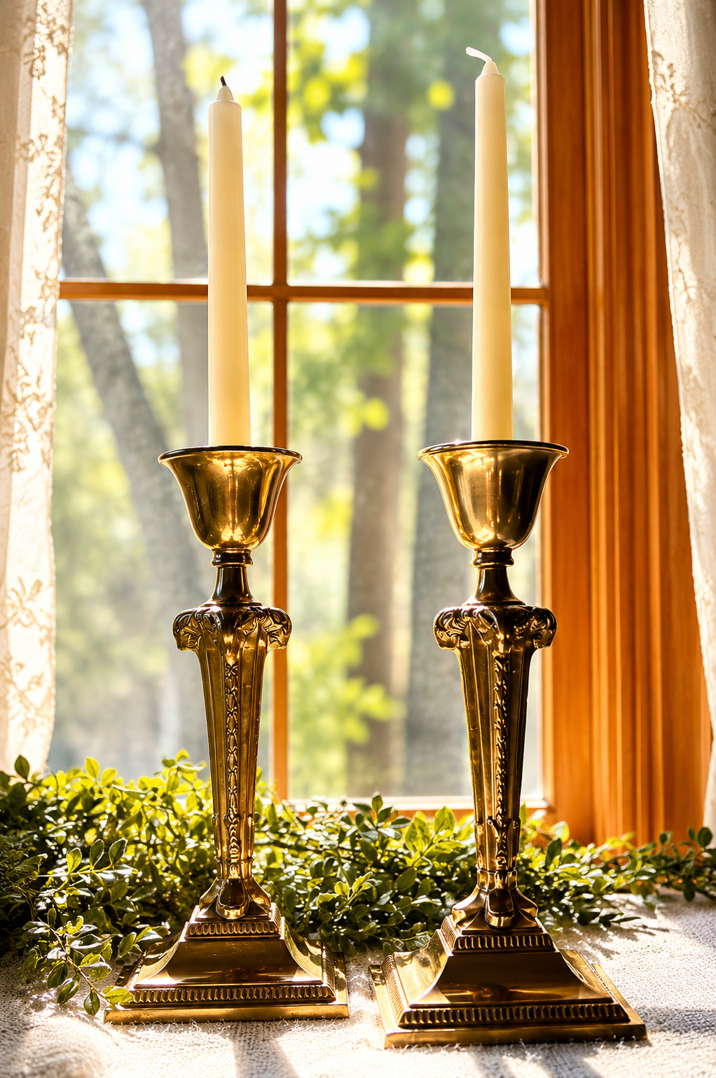 Vintage Hollywood Regency Brass Candlesticks | Glamorous Mid-Century Statement Pair
