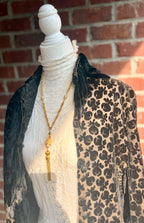 Vintage Gold-Tone Tassel Necklace with Faux Pearl Accents
