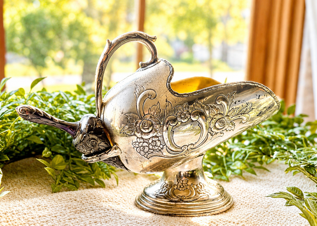 Antique Victorian Silverplate Sugar Scuttle with Scoop | Ornate Coal Hod Style