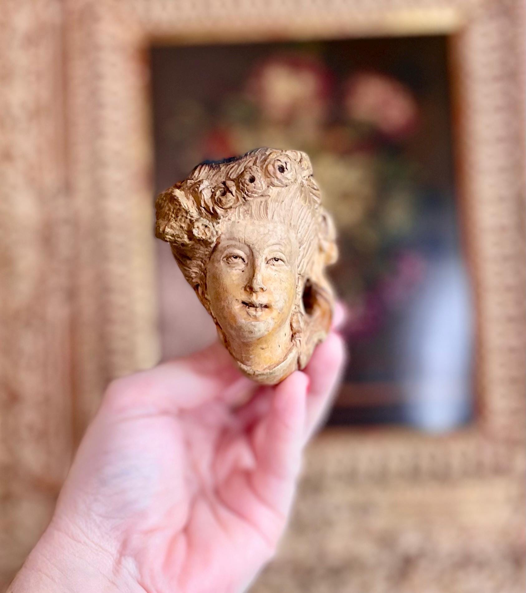 Antique French Meerschaum & Sterling Woman Pipe