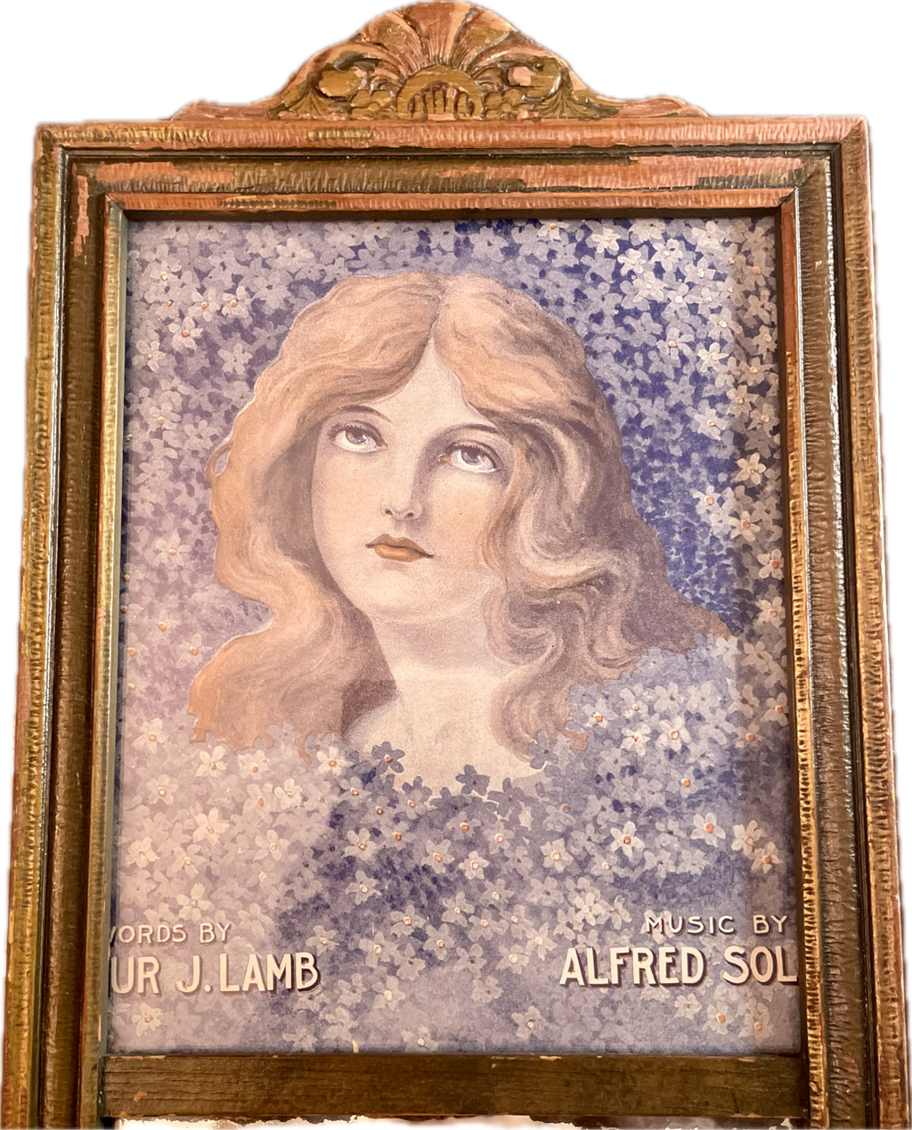 Antique Trumeau Mirror with “Love’s Old Sweet Song” Art Print