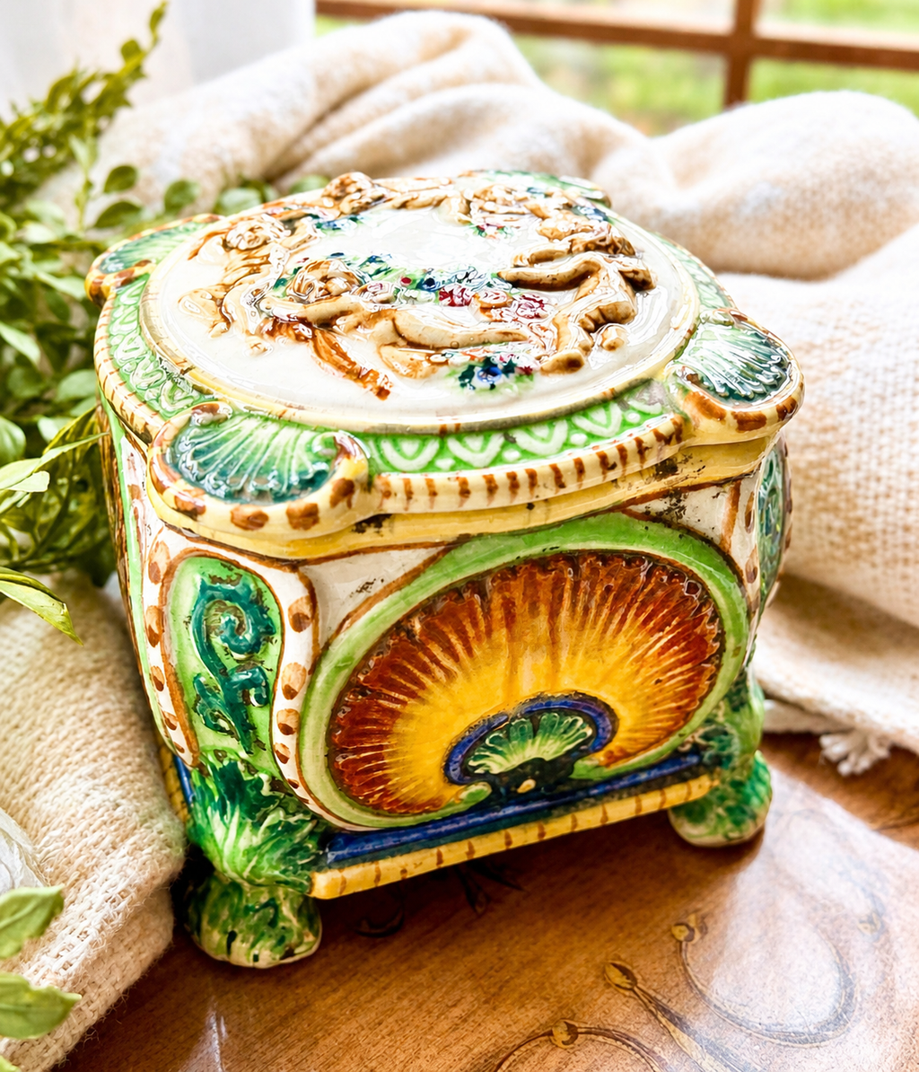 Vintage Maruhon Ware Cherub Covered Dish