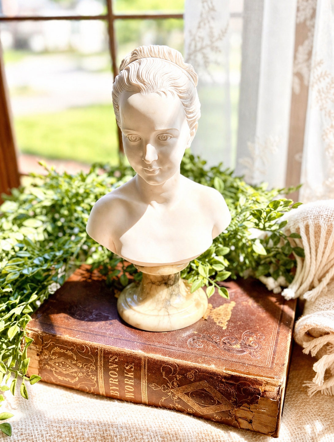 Vintage French Alabaster Bust Sculpture – Signed A. Gianelli