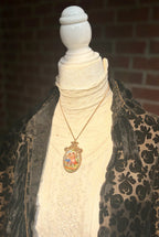 Vintage Limoges France Porcelain Pendant Necklace