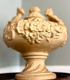 Late 19th–Early 20th Century French Clay Covered Urn with Figural Bust Handles