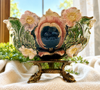 Antique Majolica Style Centerpiece Bowl on Ornate Stand