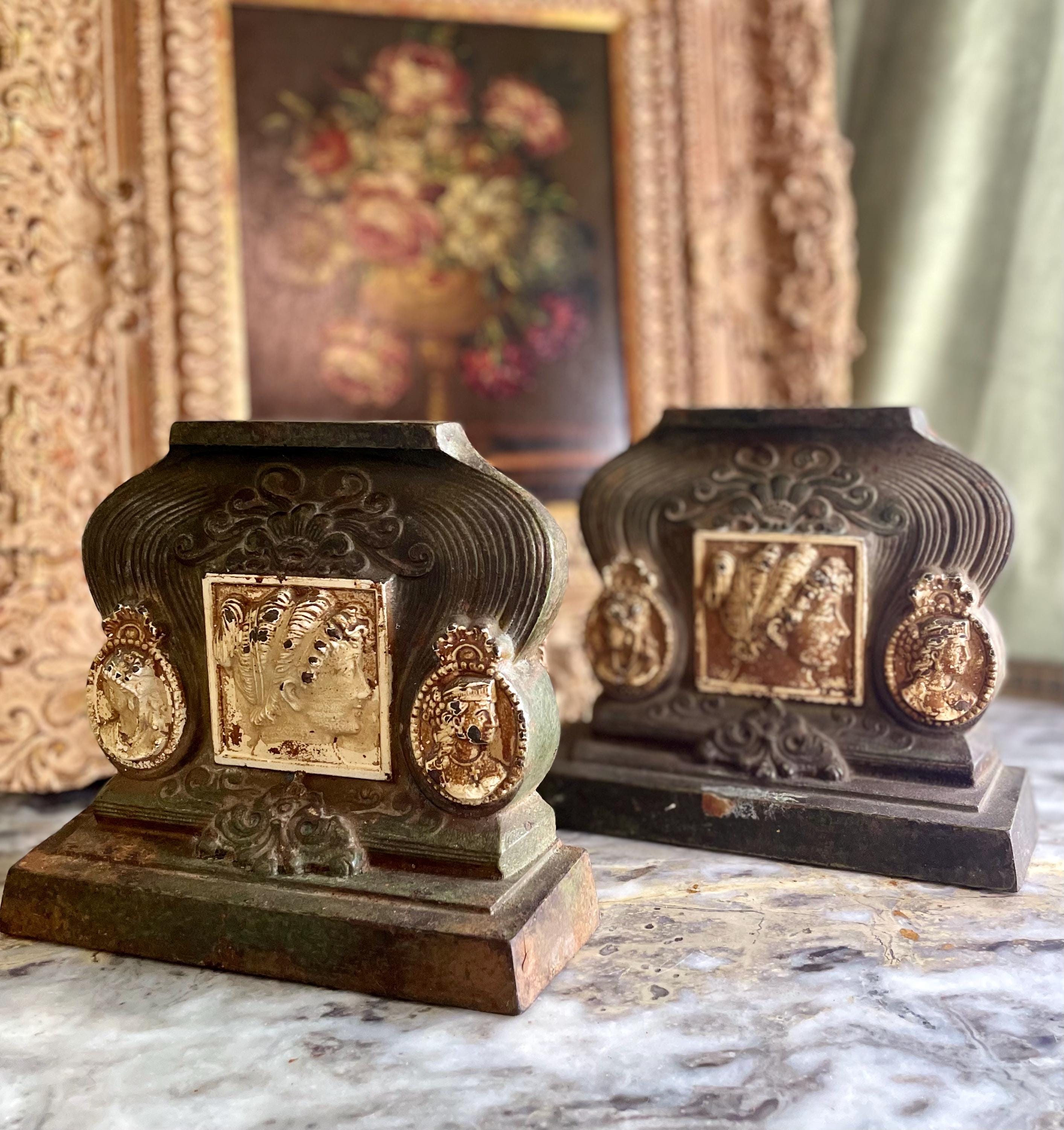 Antique 1920’s Cast Iron H.L. Judd Roman Art Nouveau Bookends