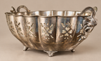 Vintage Silverplate Footed Centerpiece Bowl with Ram Head Handles