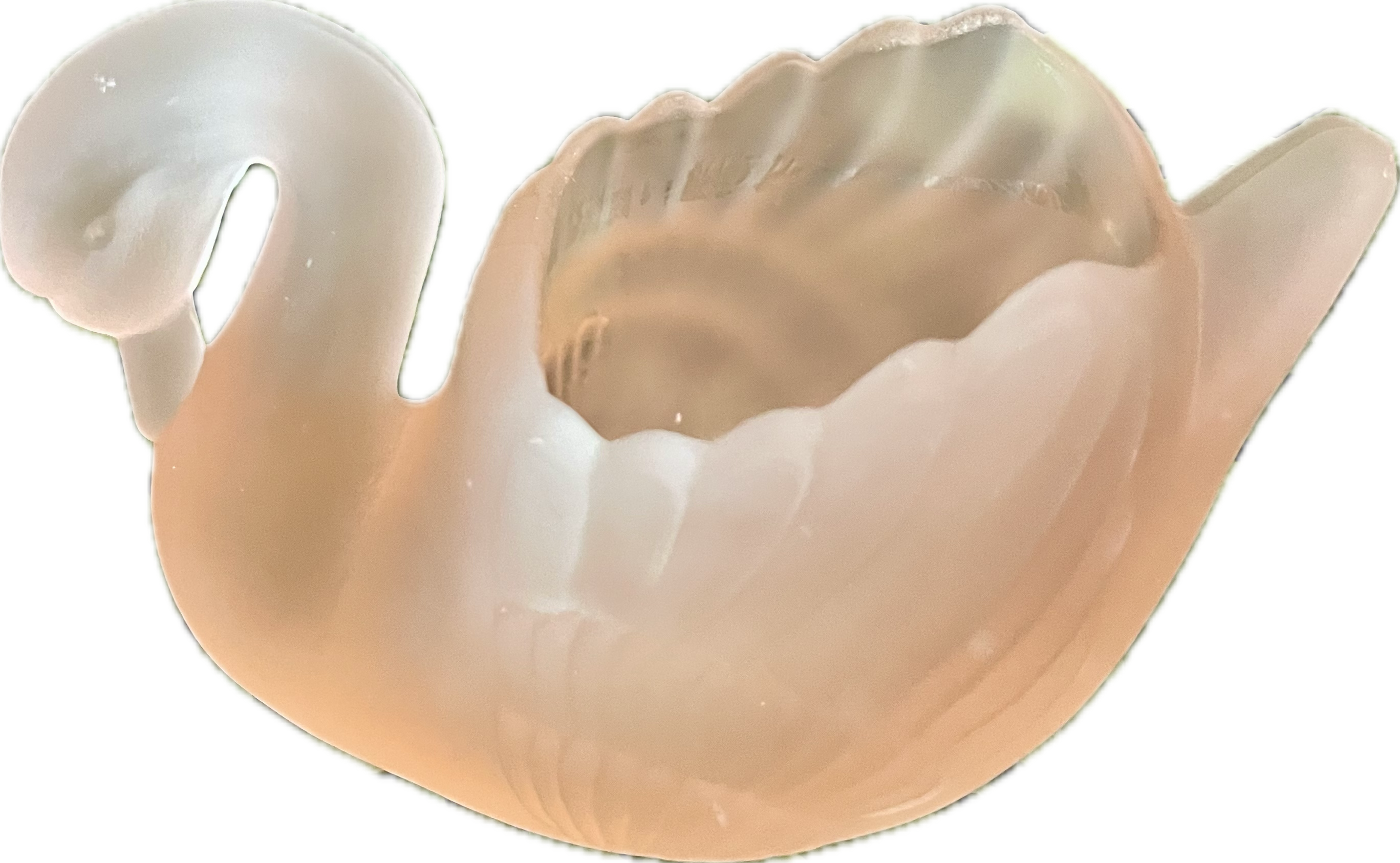 Vintage Frosted Glass Swan Figurine in Blush Pink