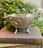 Vintage Silverplate Footed Bowl with Cherubs and Floral Relief