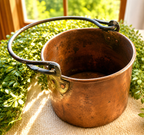 Antique Hand-Hammered Copper Bucket with Forged Iron Swing Handle | Eastern European Copper Pail No. 3