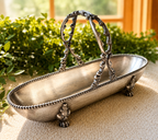 Vintage French Silverplate Centerpiece Basket | Gallia Christofle Style Footed Bowl with Ornate Handle