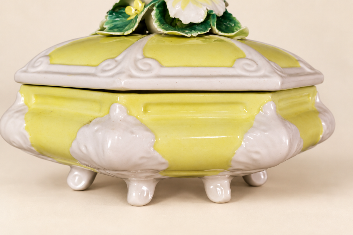 Vintage Italian Floral Ceramic Floral Covered Dish