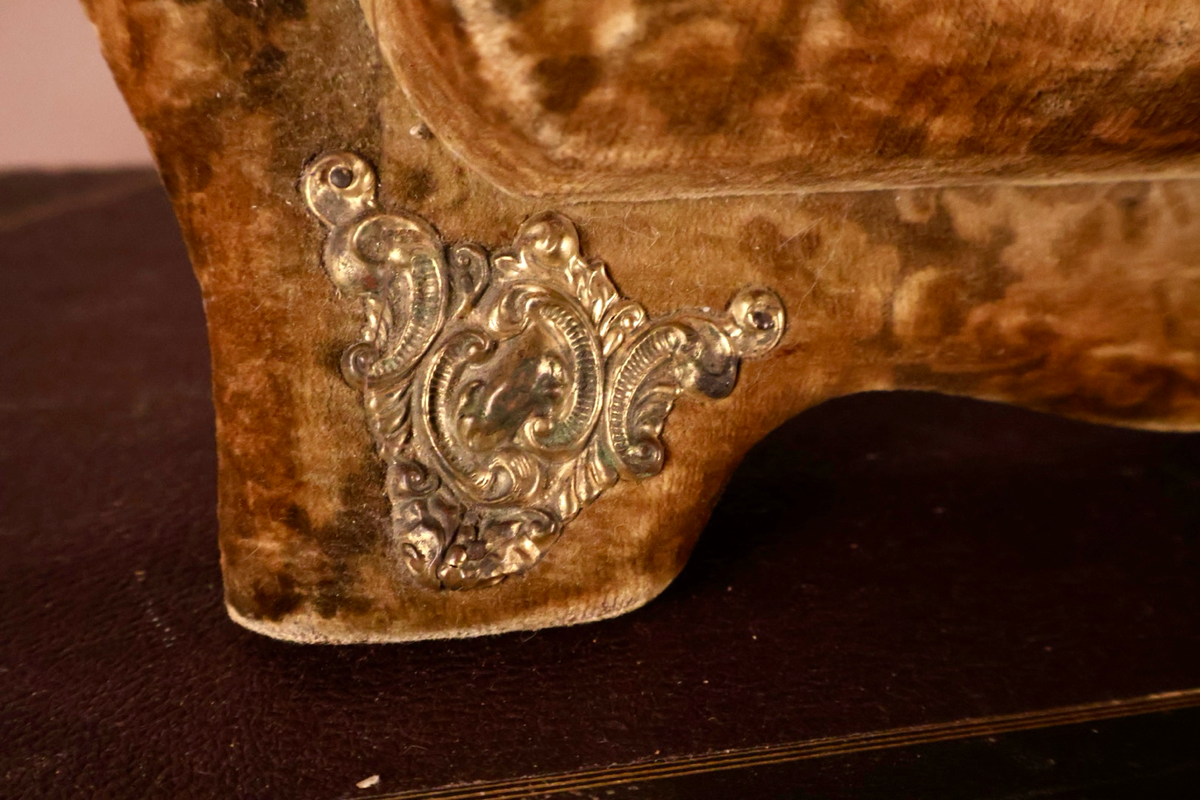 Antique Victorian Velvet Photo Album with Heart Mirror & Ornate Metalwork