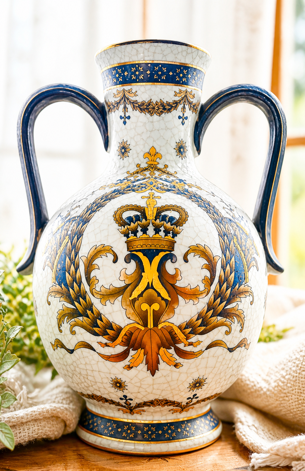 Vintage Chinoiserie Style Amphora Vase