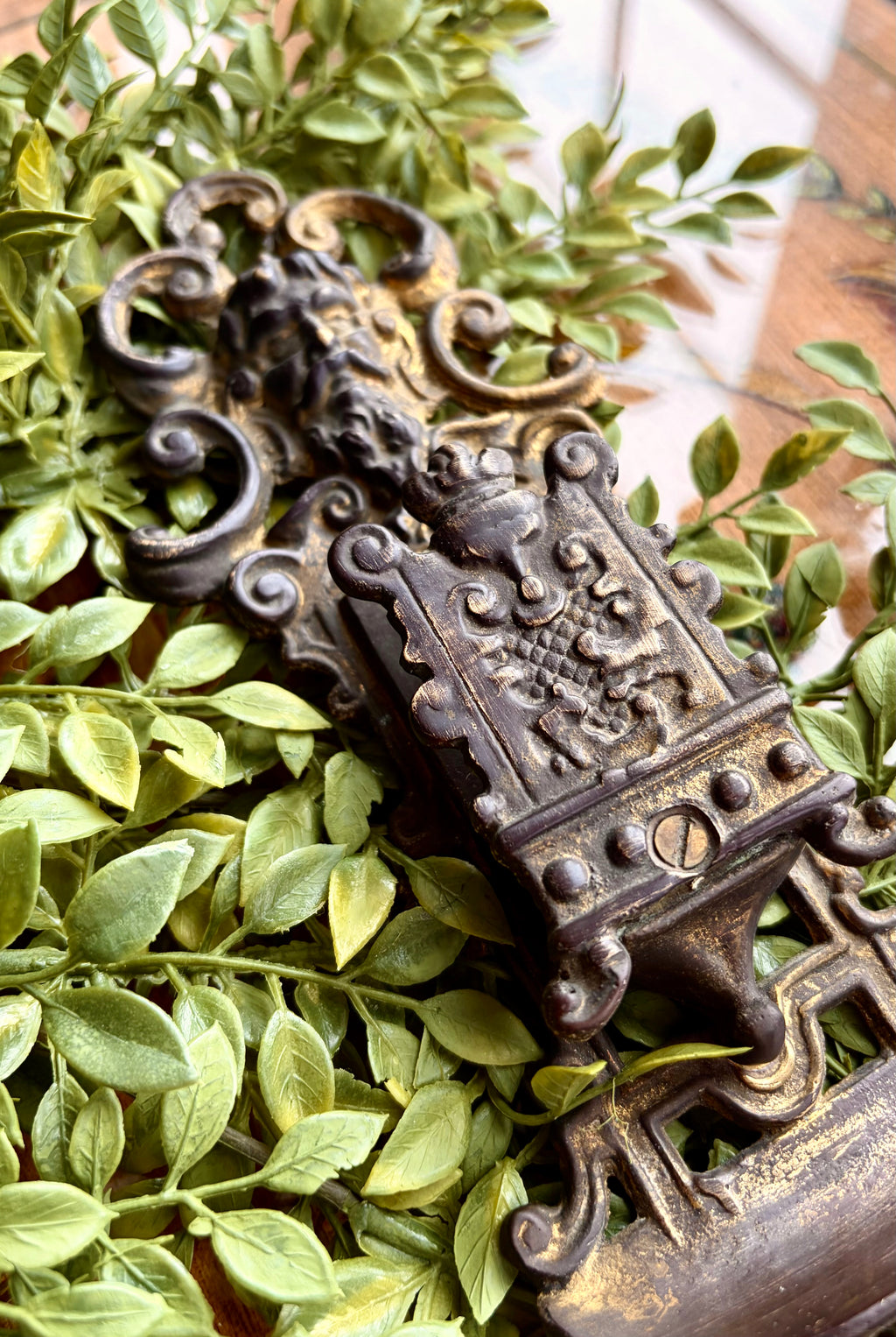 Antique Renaissance Revival Brass Match Holder