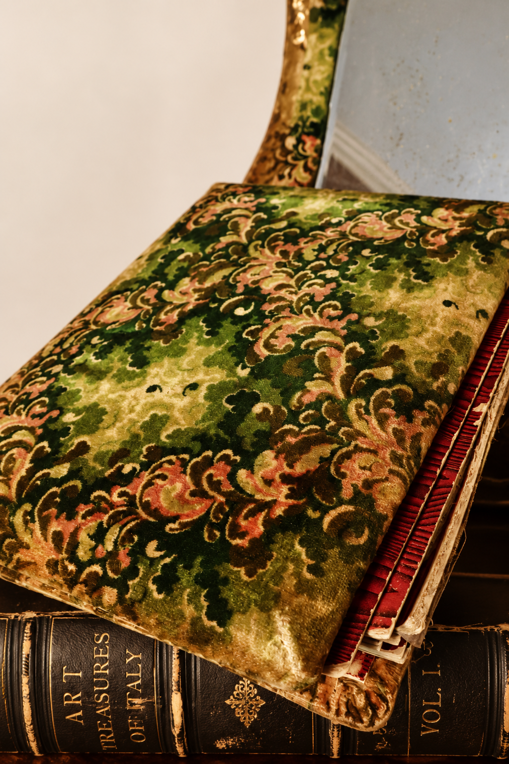 Antique Victorian Velvet Photo Album with Heart Mirror & Ornate Metalwork