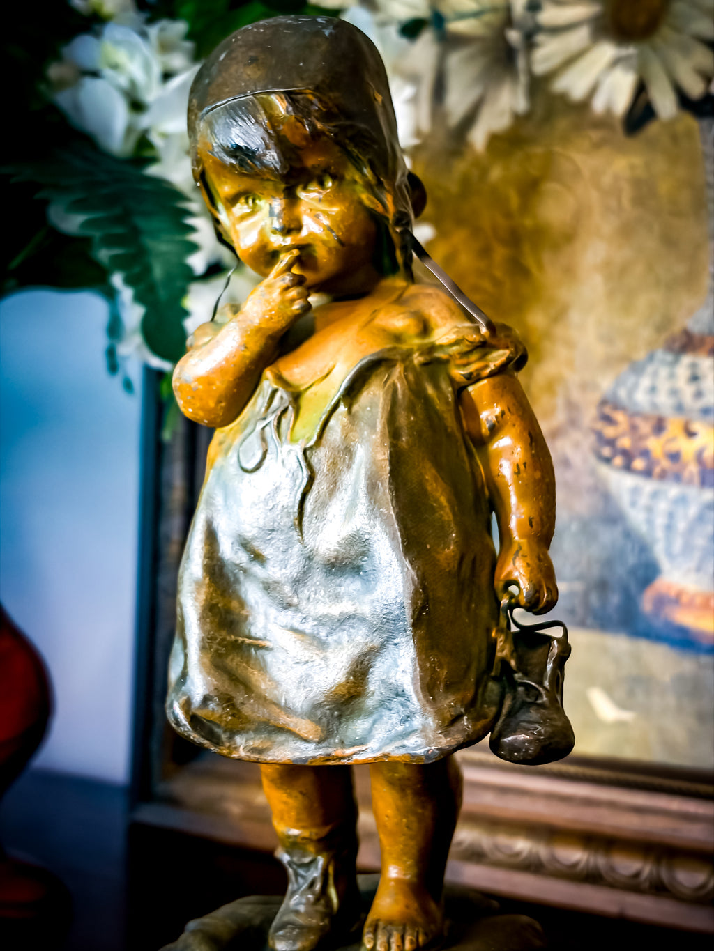Juan Clara “Toddler on a Stool” Bronze Sculpture, Early 20th Century