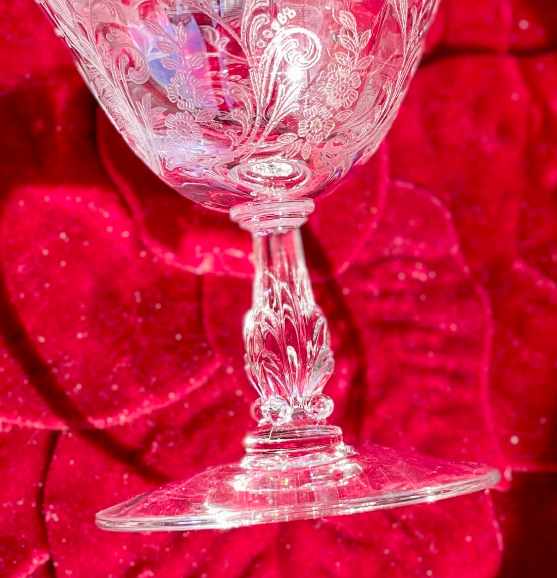 Vintage Fostoria “Heather” Etched Crystal Goblet