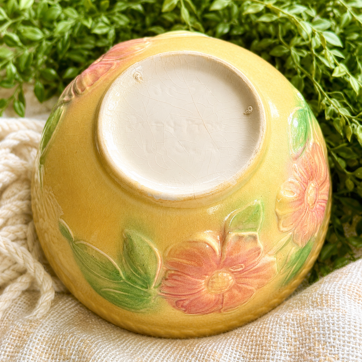 Vintage Floral Mixing Bowl | Cottage Style Ceramic Serving Bowl