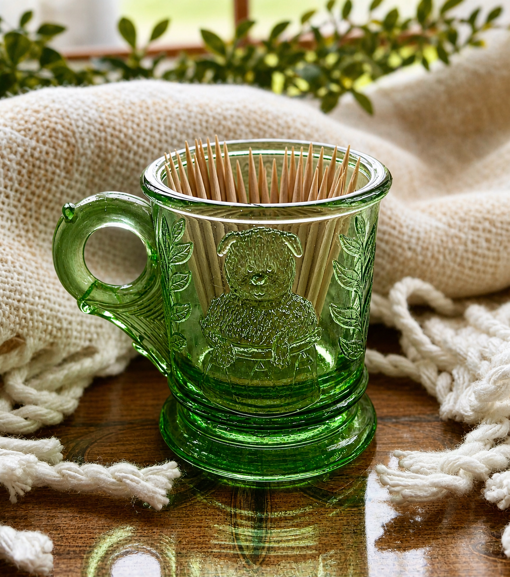 Vintage Uranium Glass Toothpick Holder