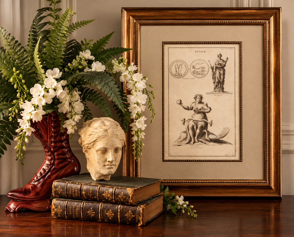 Original 19th-Century Juno Engraving | Framed Neoclassical Art