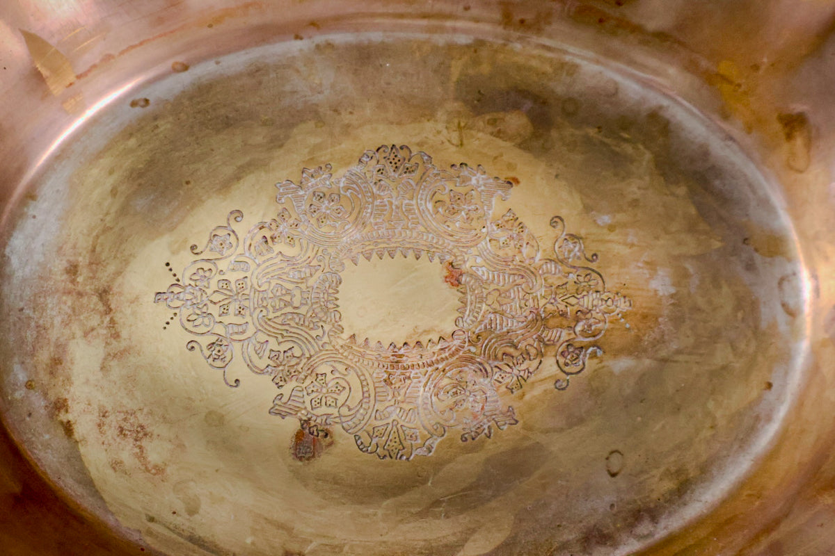Vintage Silverplate Footed Centerpiece Bowl with Ram Head Handles