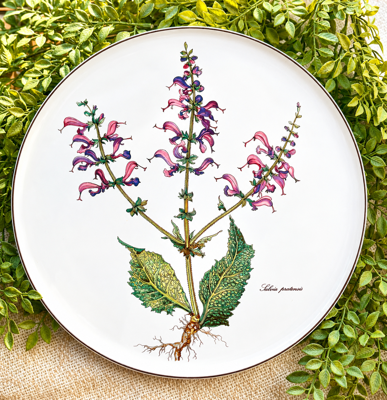 Villeroy & Boch Botanica “Salvia pratensis” Round Serving Platter | Vintage Botanical Porcelain