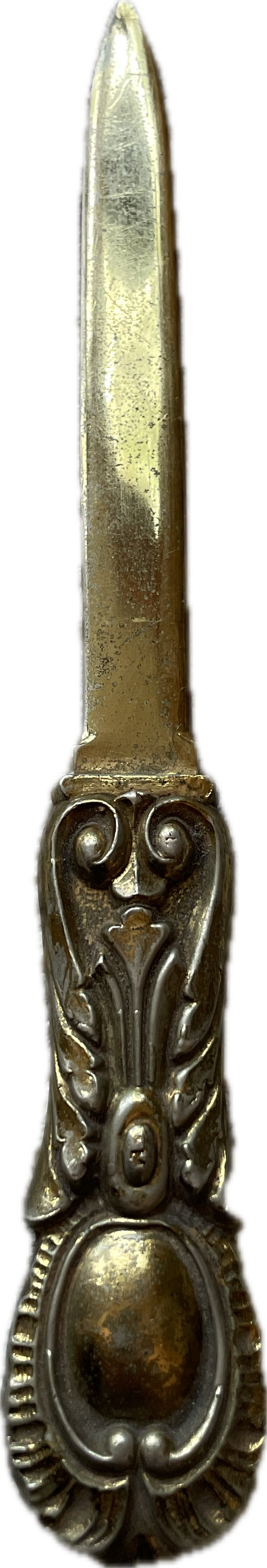 Antique Ornate Brass Letter Opener with Neoclassical Detailing