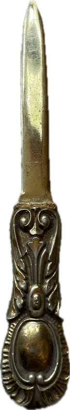 Antique Ornate Brass Letter Opener with Neoclassical Detailing