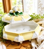 Vintage Italian Floral Ceramic Floral Covered Dish