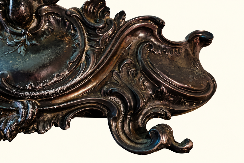 Ornate Rococo Revival Metal Jardinière | Winged Bird & Scrollwork Centerpiece