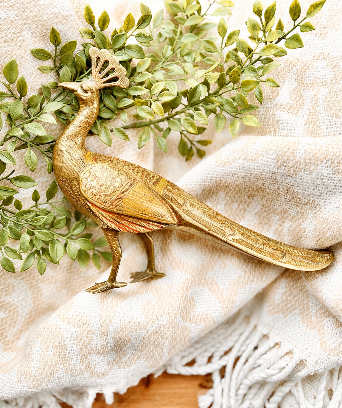 Vintage Brass Peacock Figurine