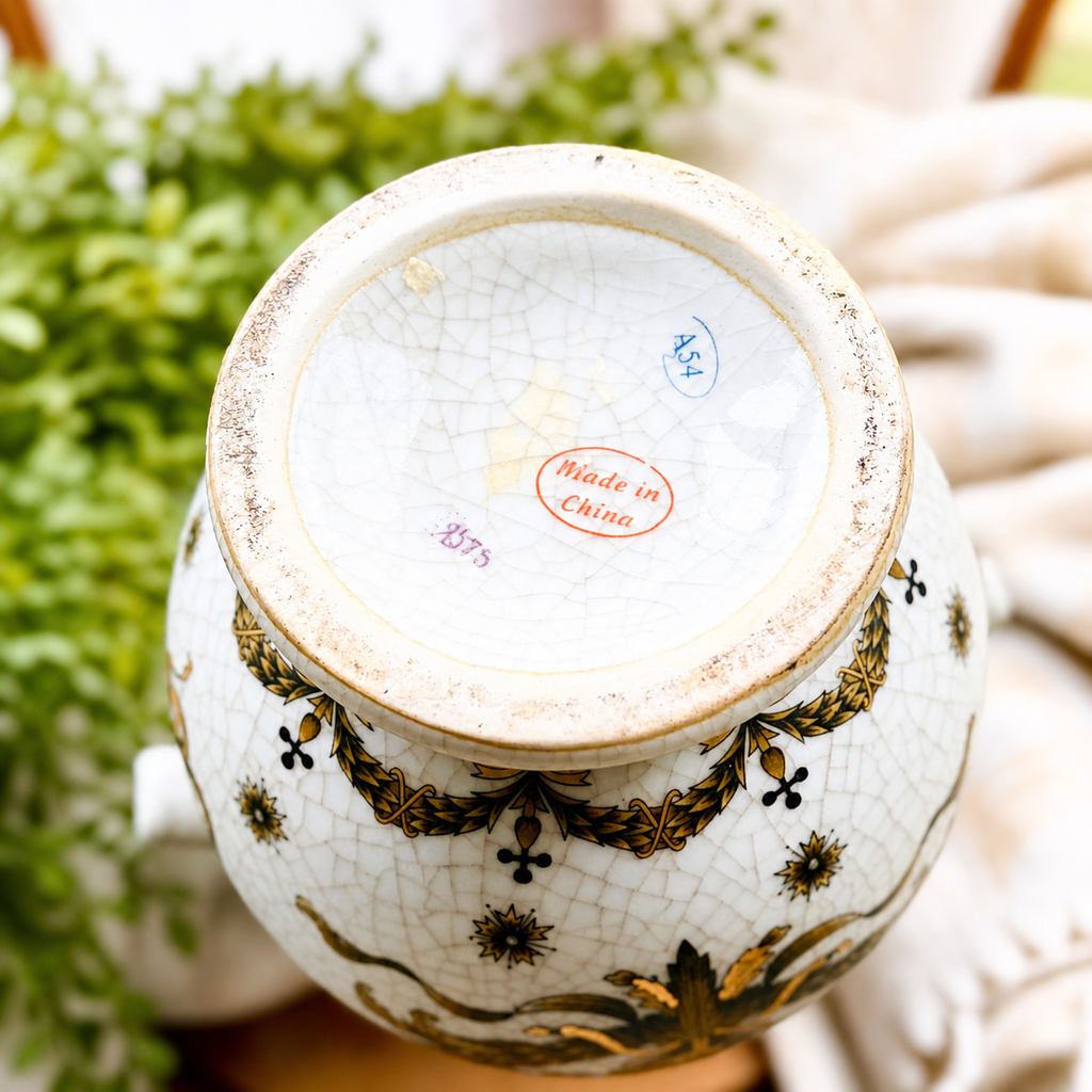 Vintage Chinoiserie Style Amphora Vase