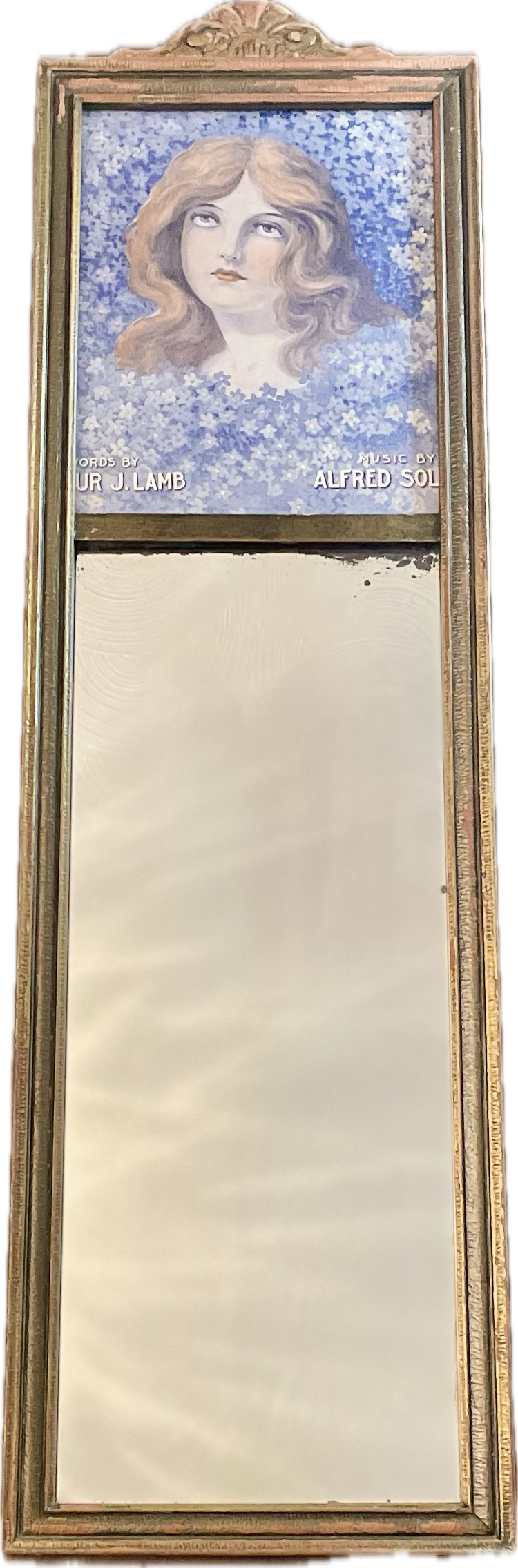 Antique Trumeau Mirror with “Love’s Old Sweet Song” Art Print