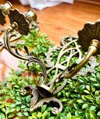Vintage Pair Gothic Revival Brass Wall Sconces