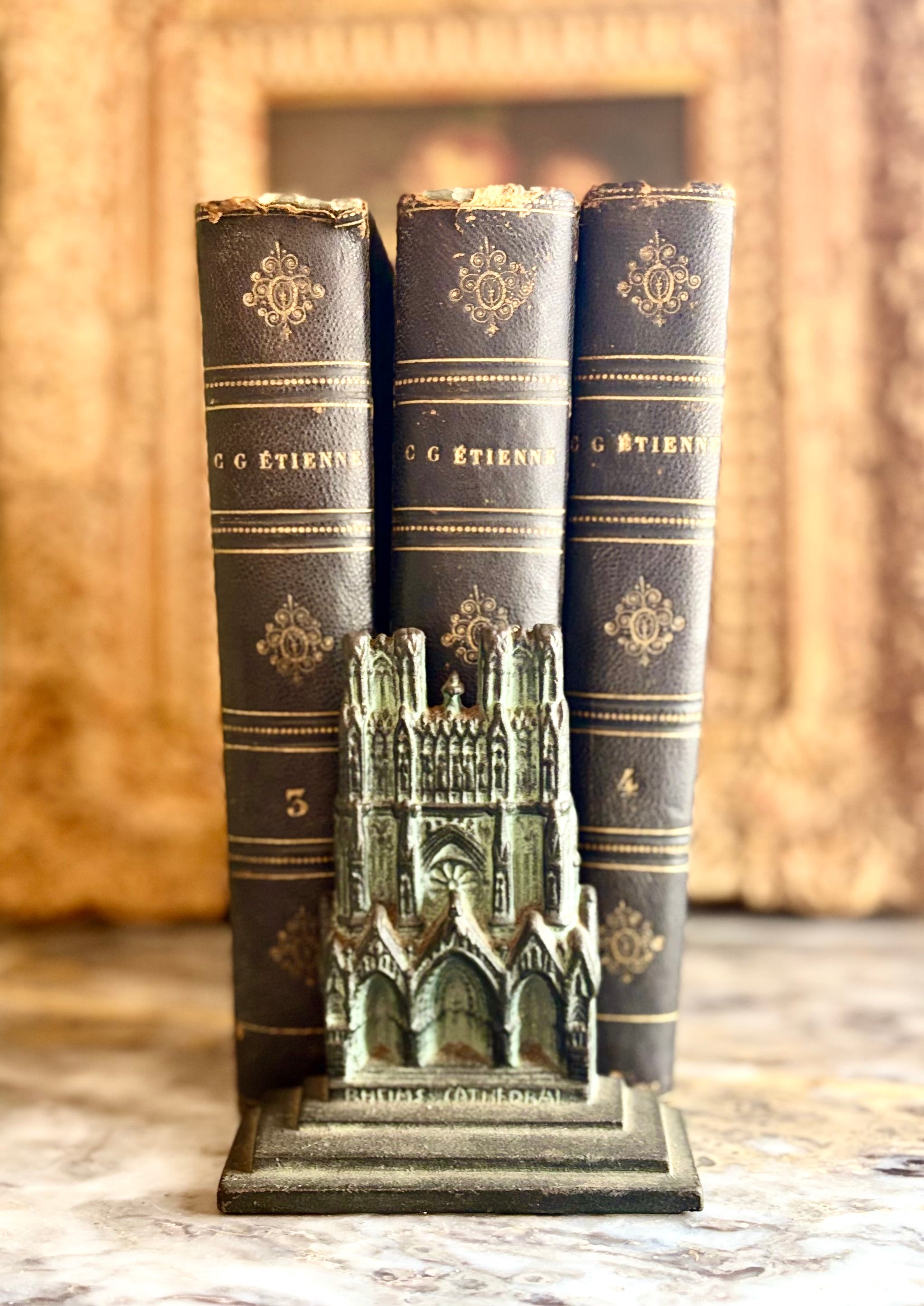 Antique Reims Cathedral Gothic Metal Bookends