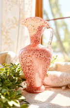 Antique Victorian Pink Art Glass Pitcher with Mica Attributed to Stevens & Williams