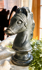 Vintage Black Cast Iron Horse Bust
