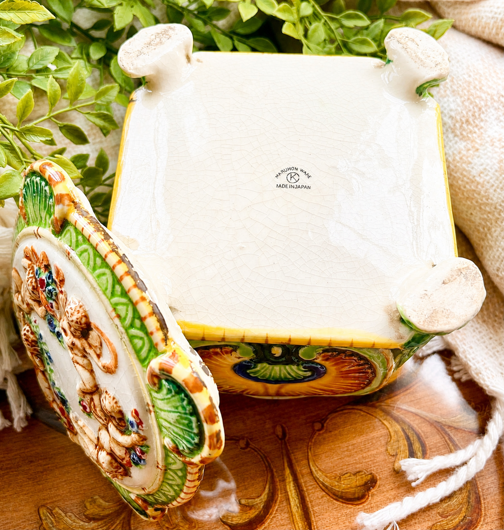 Vintage Maruhon Ware Cherub Covered Dish