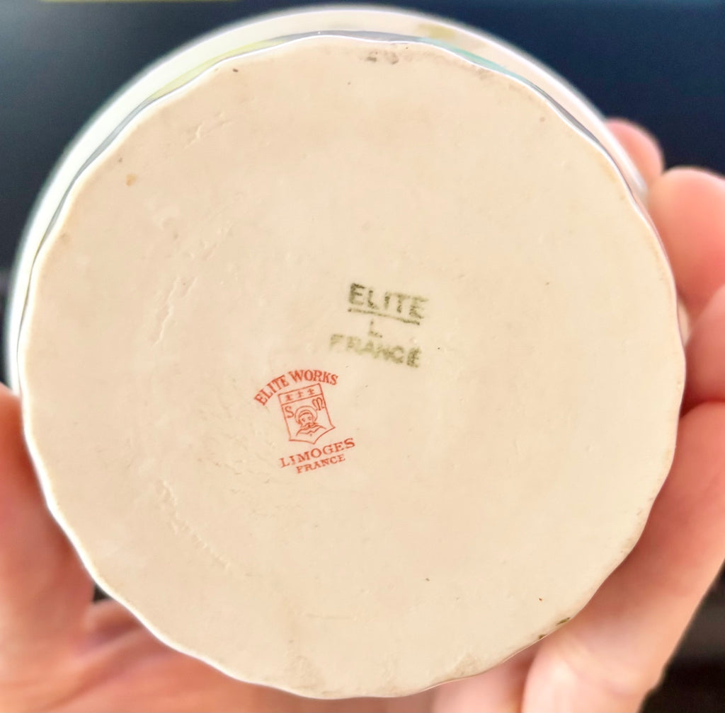 Antique French Limoges Elite Works Dessert Cups – Pink Rose Garland with Gilt Rim