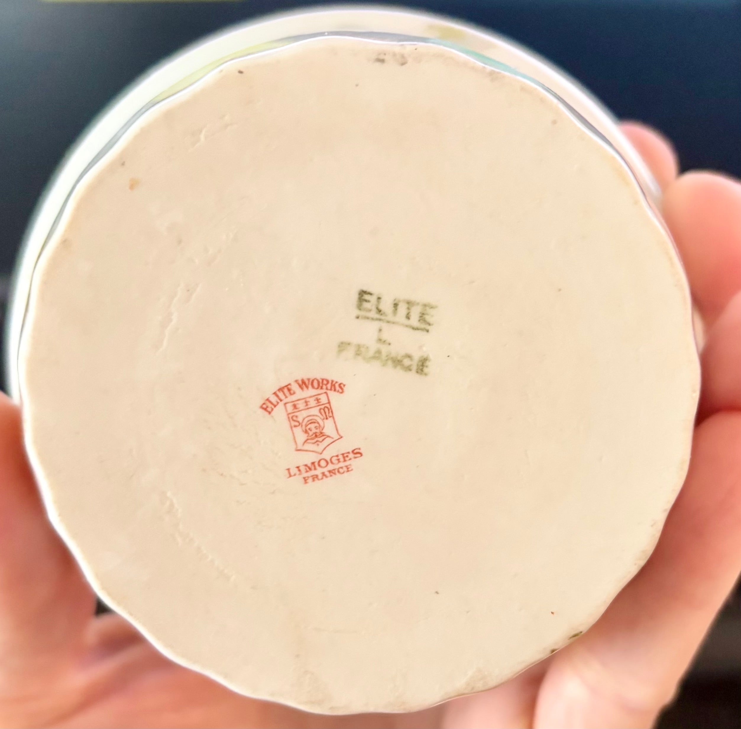 Antique French Limoges Elite Works Dessert Cups – Pink Rose Garland with Gilt Rim